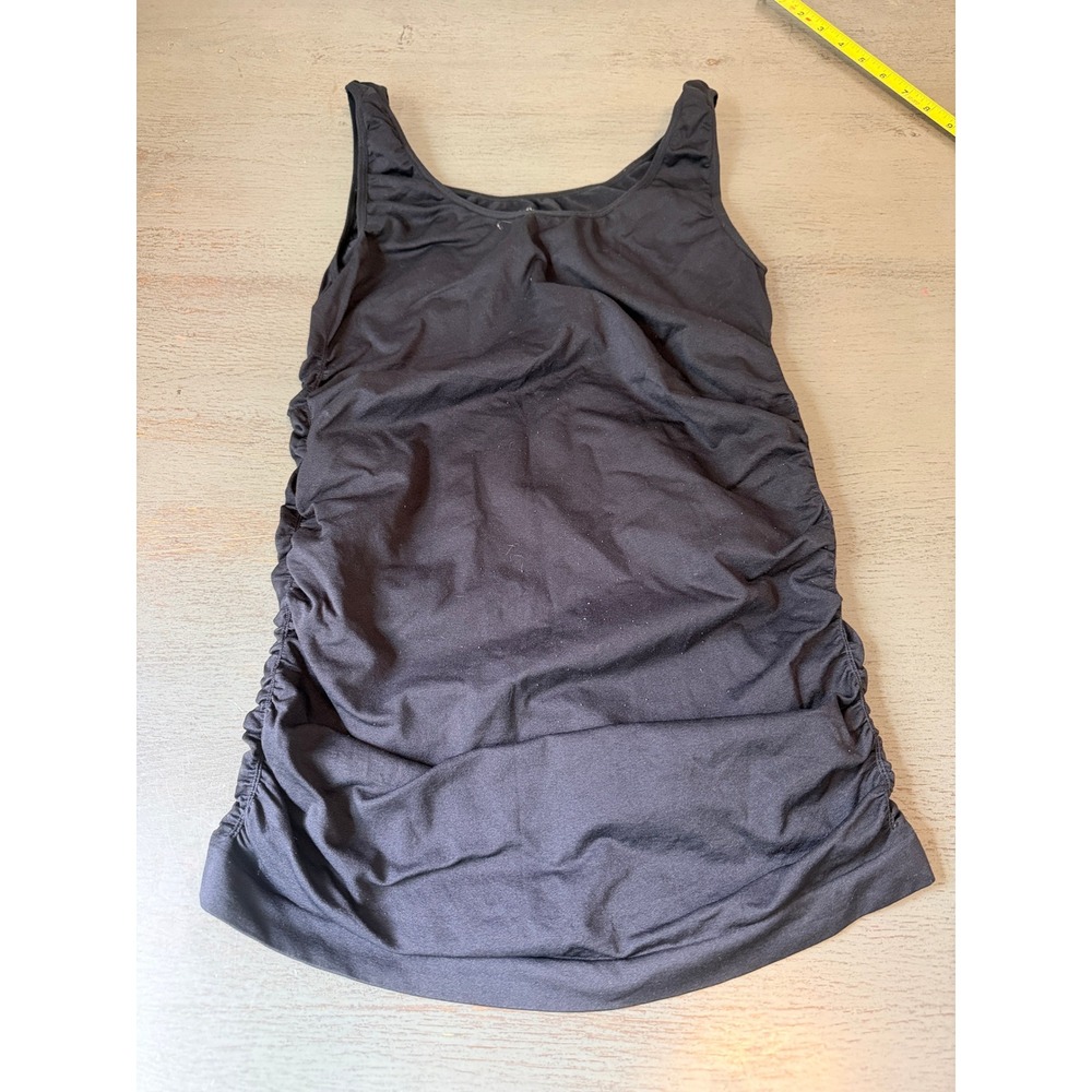 Hofish Maternity Tank Top Black Ruched Sides Scoop Neck Sleeveless Size M
